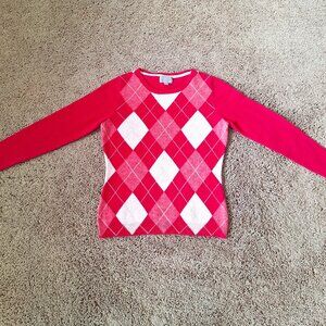 Pure Collection pink argyle cashmere sweater